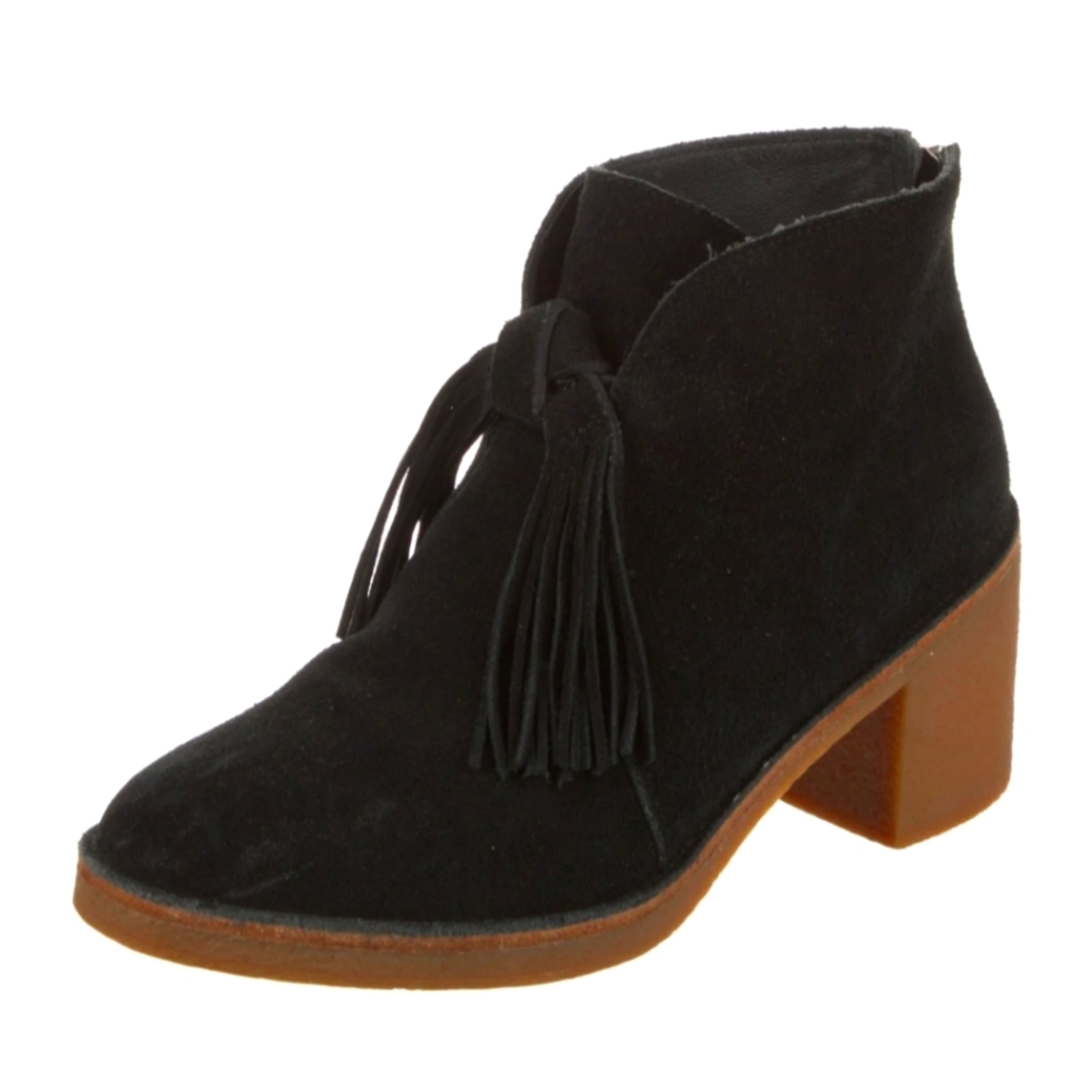 UGG Corin Suede Fringe Ankle Boot Women's 6.5US Chunky Heel Zipper Back